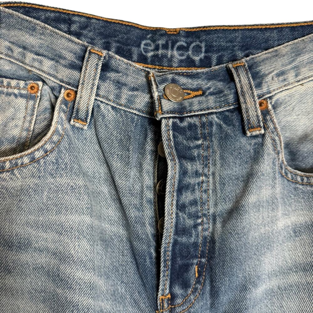 Etica Tyler Vintage Straight Leg 90s High Rise Light Blue Denim Jeans Size 25 - Picture 7 of 12